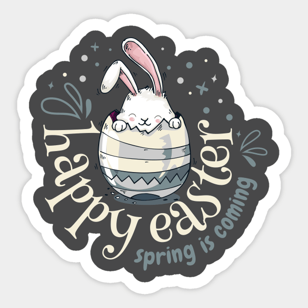 Happy Easter. Cute Easter Bunny clipart Sticker by lolisfresh